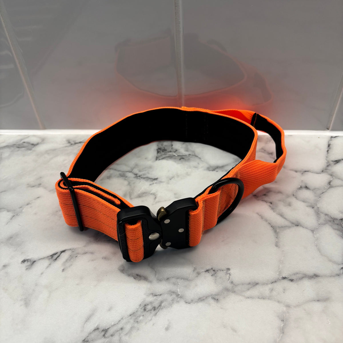 Orange Nylon Tactical Heavy Duty Dog Collar