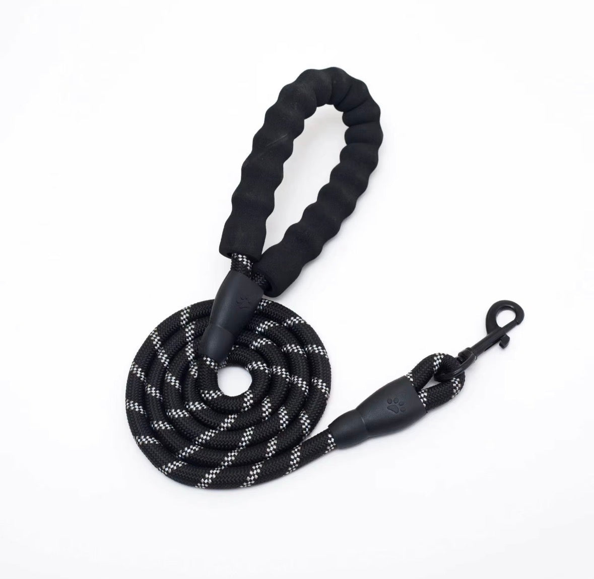 Black Nylon Reflective Rope Dog Training Lead