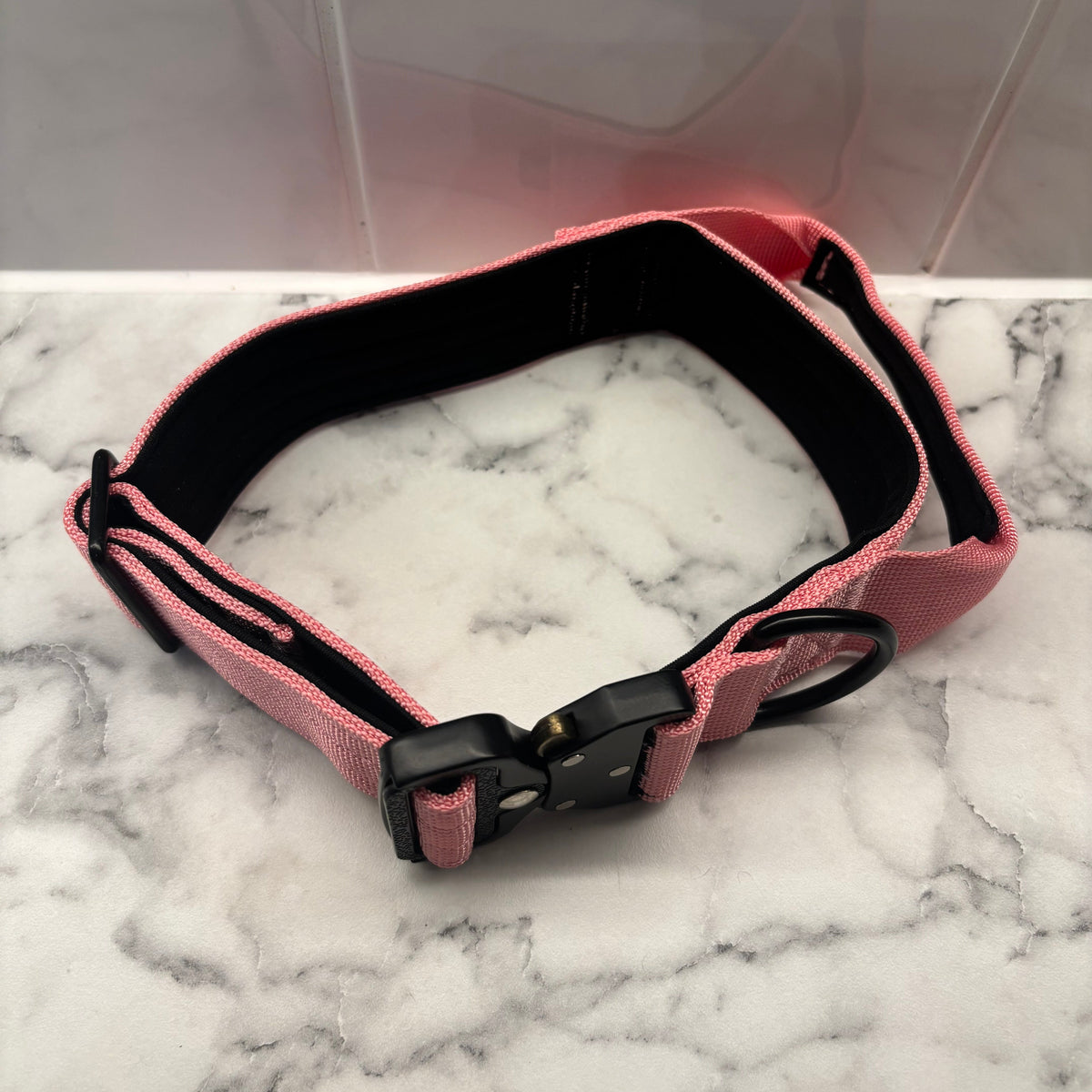 Pink Nylon Tactical Heavy Duty Dog Collar