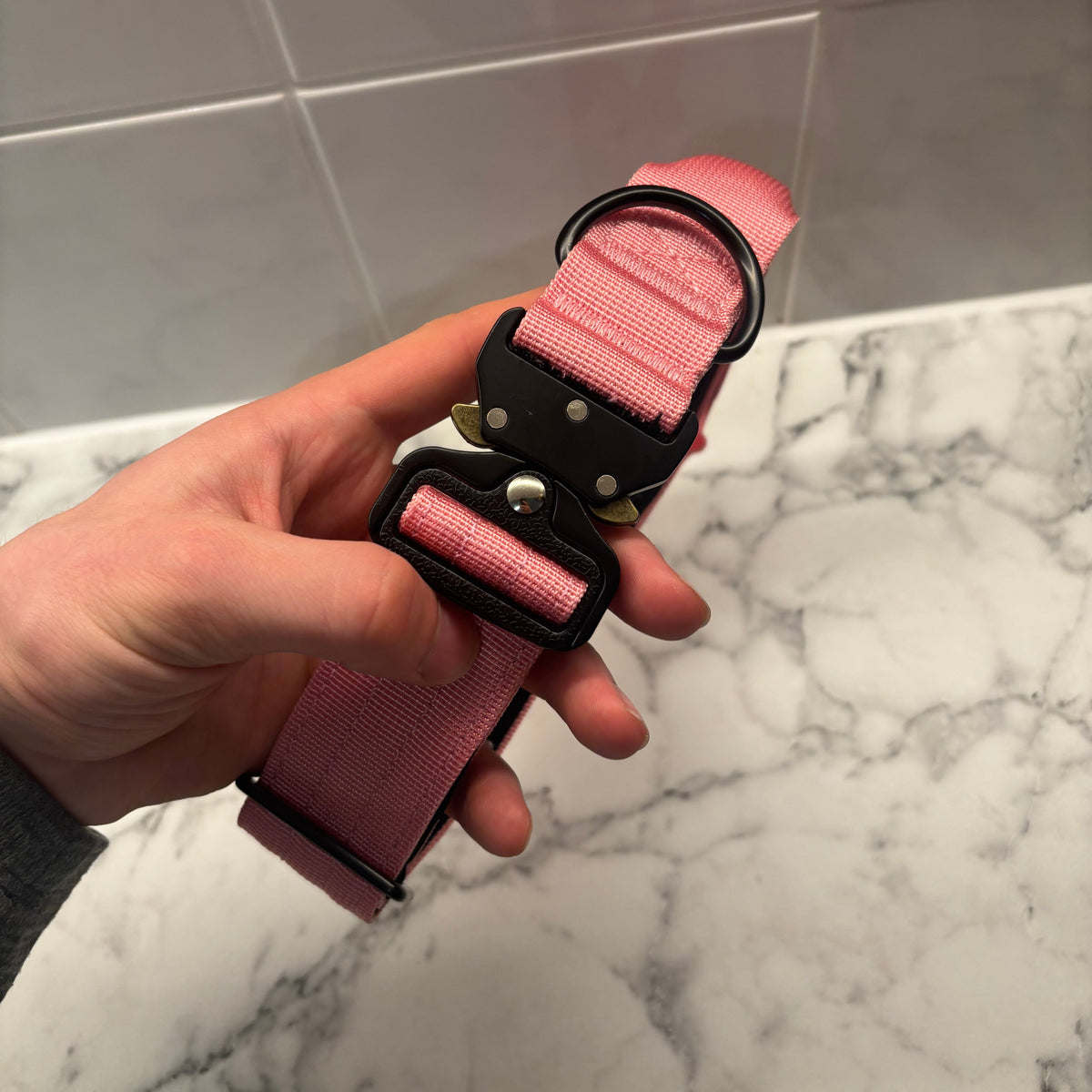 Pink Nylon Tactical Heavy Duty Dog Collar