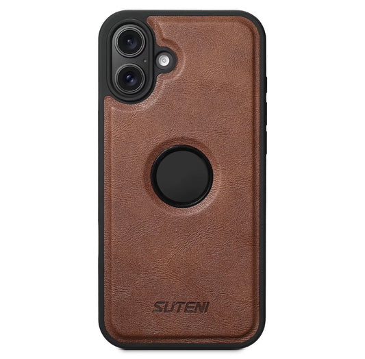 Suteni iPhone Case Wireless Charging Magnet Case with Smooth Texture Luxury Faux Leather