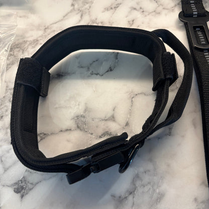 Tactical Dog Collar and Lead Set (2 in 1 Lead and Pet Car Seat Belt)