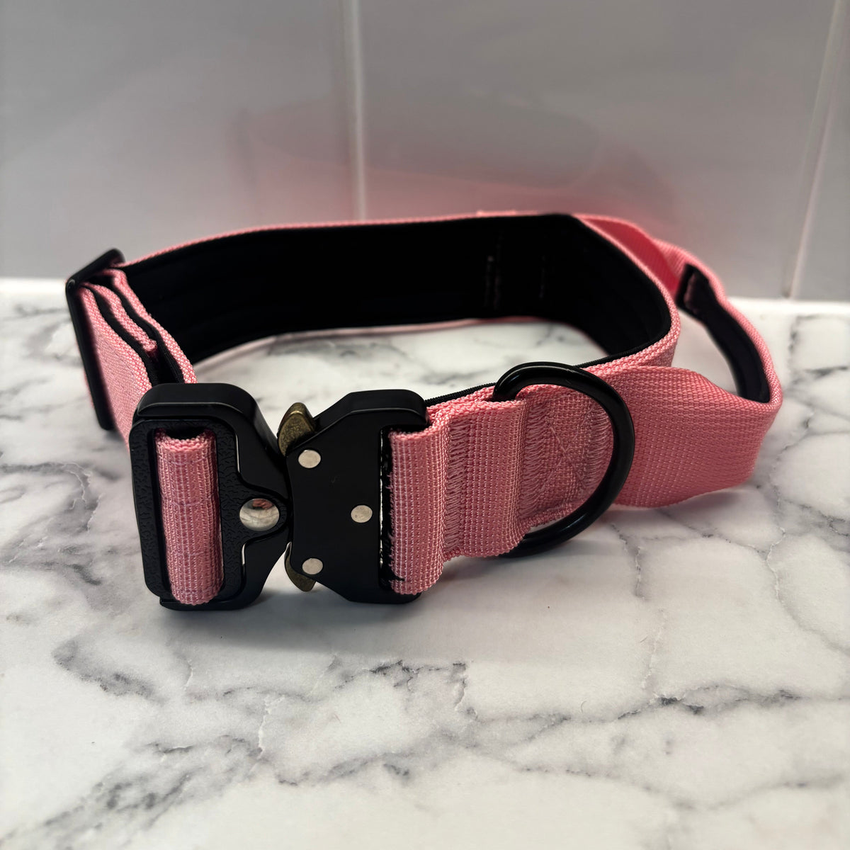 Pink Nylon Tactical Heavy Duty Dog Collar