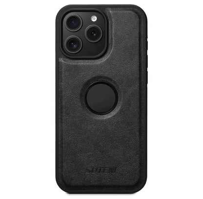 Suteni iPhone Case Wireless Charging Magnet Case with Smooth Texture Luxury Faux Leather