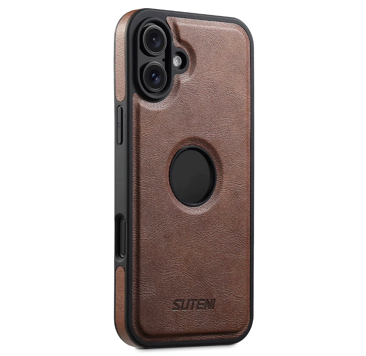Suteni iPhone Case Wireless Charging Magnet Case with Smooth Texture Luxury Faux Leather