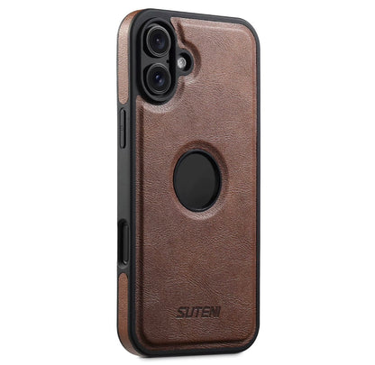 Suteni iPhone Case Wireless Charging Magnet Case with Smooth Texture Luxury Faux Leather