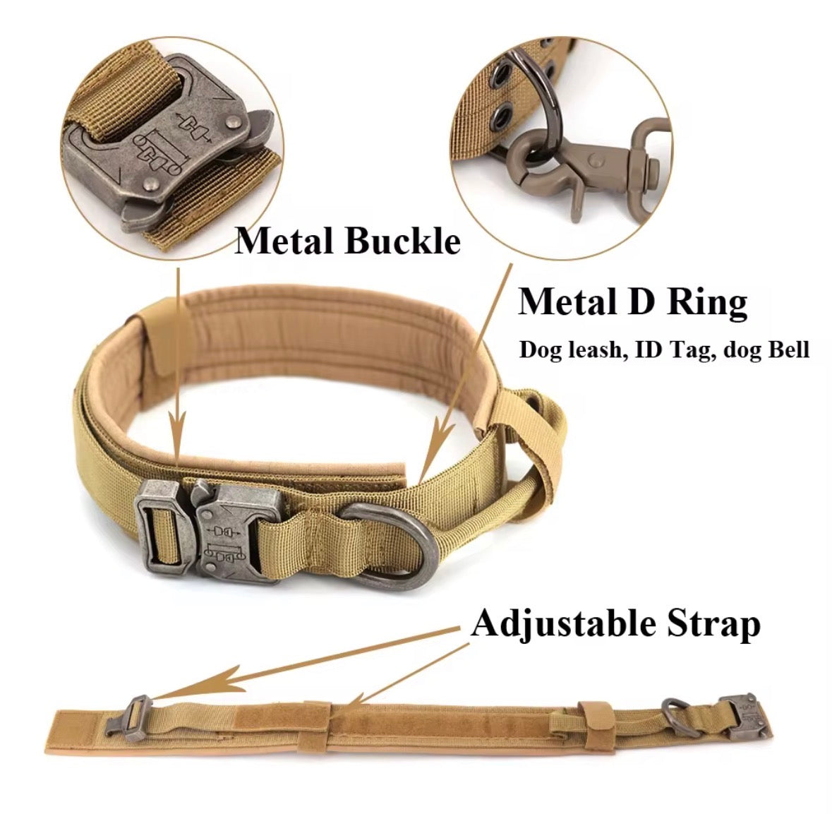 Black Oxford Tactical Dog Collar