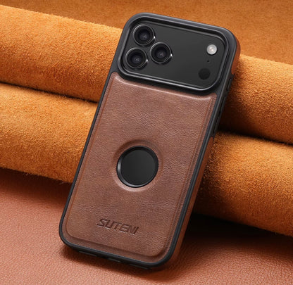 Suteni iPhone Case Wireless Charging Magnet Case with Smooth Texture Luxury Faux Leather