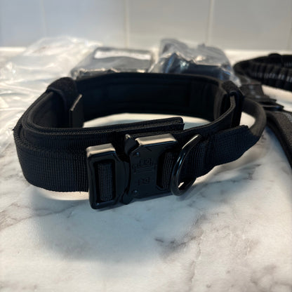 Tactical Dog Collar and Lead Set (2 in 1 Lead and Pet Car Seat Belt)