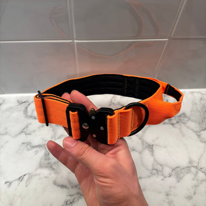 Orange Nylon Tactical Heavy Duty Dog Collar