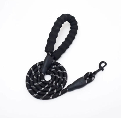 Black Nylon Reflective Rope Dog Training Lead