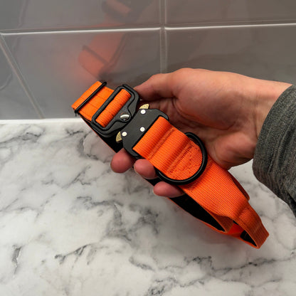 Orange Nylon Tactical Heavy Duty Dog Collar