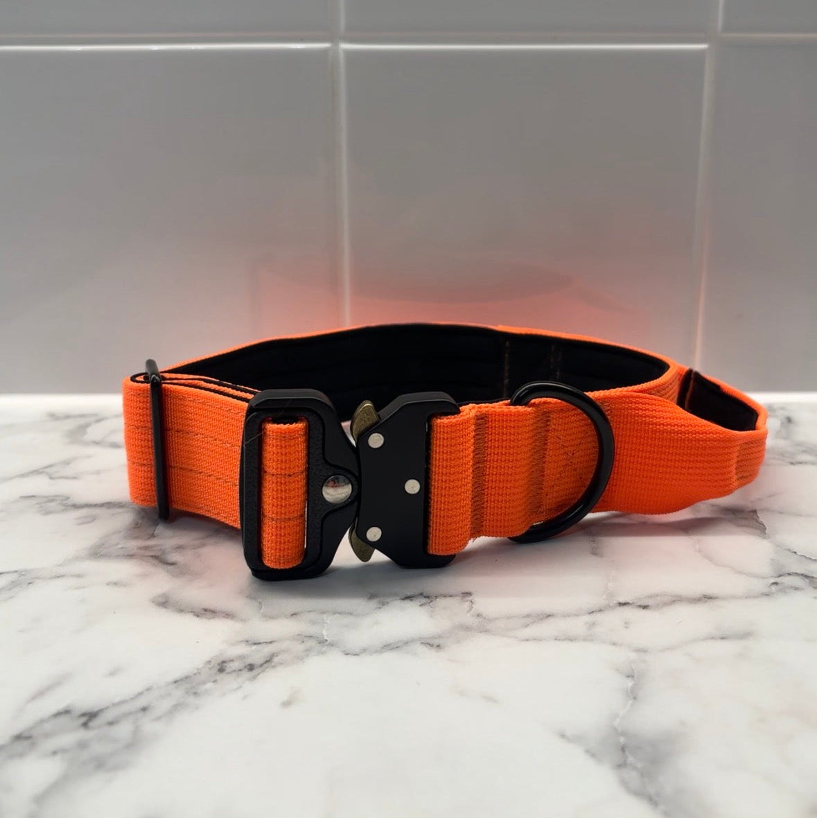 Orange Nylon Tactical Heavy Duty Dog Collar