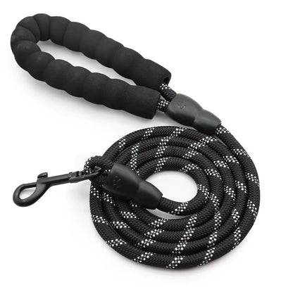 Black Nylon Reflective Rope Dog Training Lead