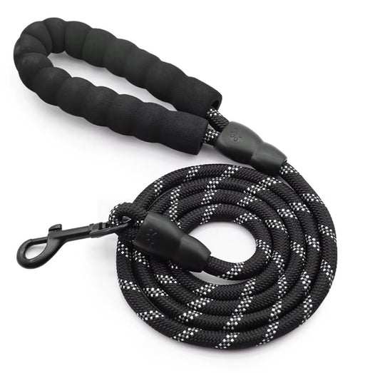 Black Nylon Reflective Rope Dog Training Lead