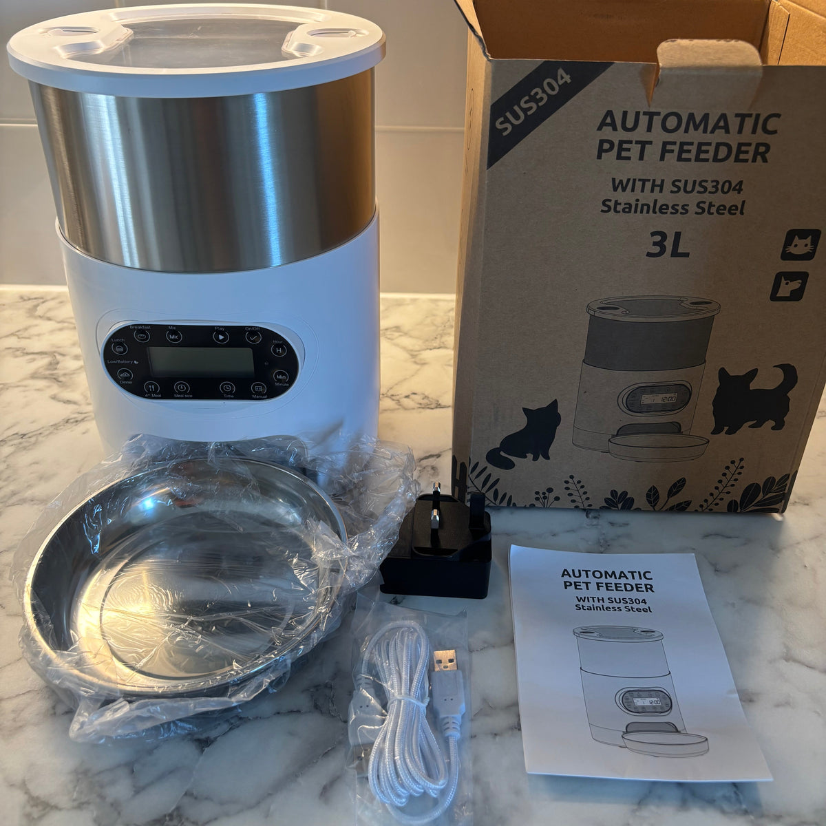 Automatic Stainless Steel Smart Pet Feeder 3L