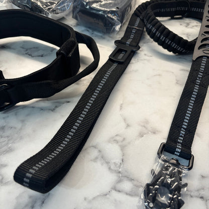 Tactical Dog Collar and Lead Set (2 in 1 Lead and Pet Car Seat Belt)