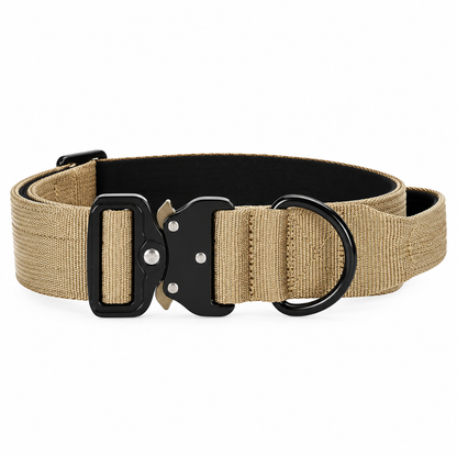 Tan Nylon Tactical Heavy Duty Dog Collar and Lead Set