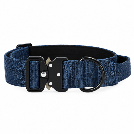 Navy Blue Nylon Tactical Heavy Duty Dog Collar