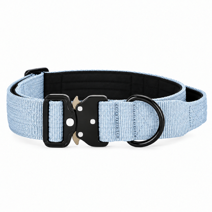 Light Blue Nylon Tactical Heavy Duty Dog Collar and Lead Set