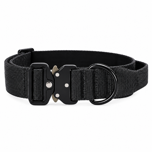 Black Nylon Tactical Heavy Duty Dog Collar