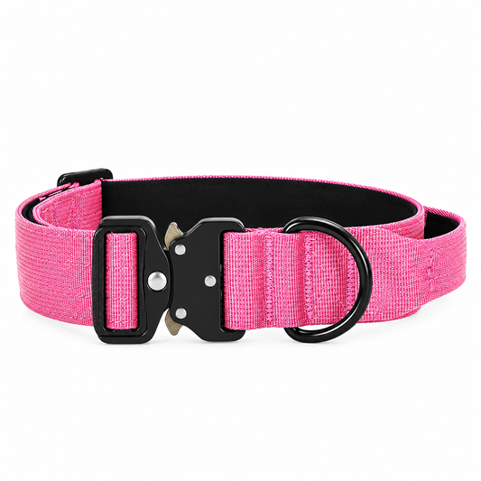 Pink Nylon Tactical Heavy Duty Dog Collar