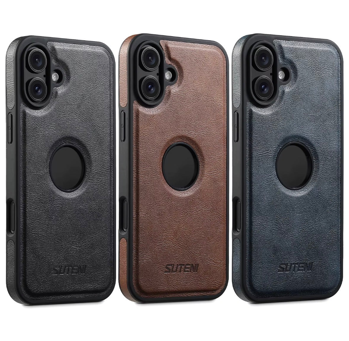Suteni iPhone Case Wireless Charging Magnet Case with Smooth Texture Luxury Faux Leather