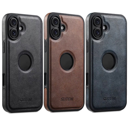 Suteni iPhone Case Wireless Charging Magnet Case with Smooth Texture Luxury Faux Leather