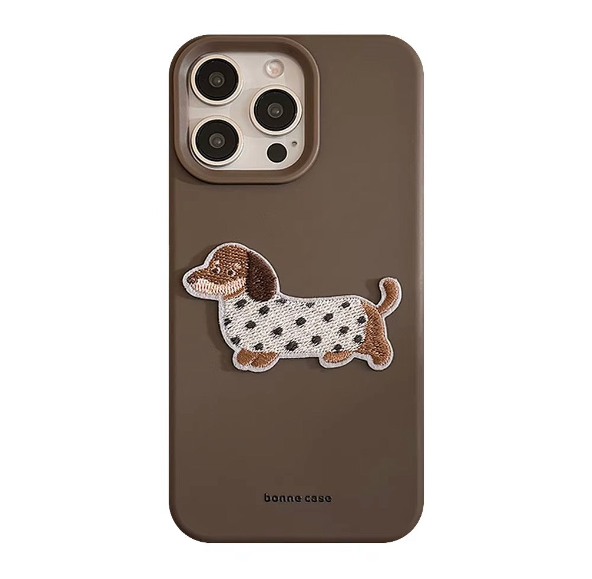 Brown iPhone Embroidered Dachshund Shockproof Silicon Case