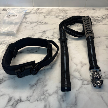 Tactical Dog Collar and Lead Set (2 in 1 Lead and Pet Car Seat Belt)