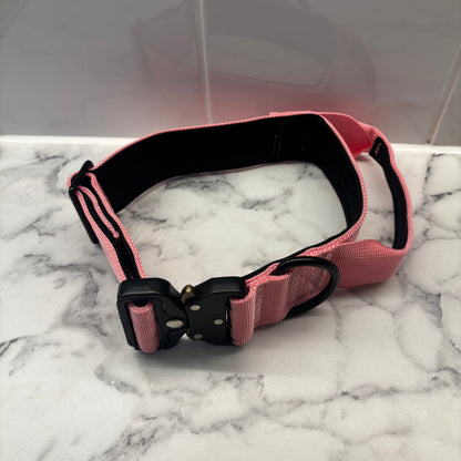 Pink Nylon Tactical Heavy Duty Dog Collar