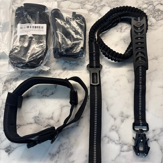 Tactical Dog Collar and Lead Set (2 in 1 Lead and Pet Car Seat Belt)