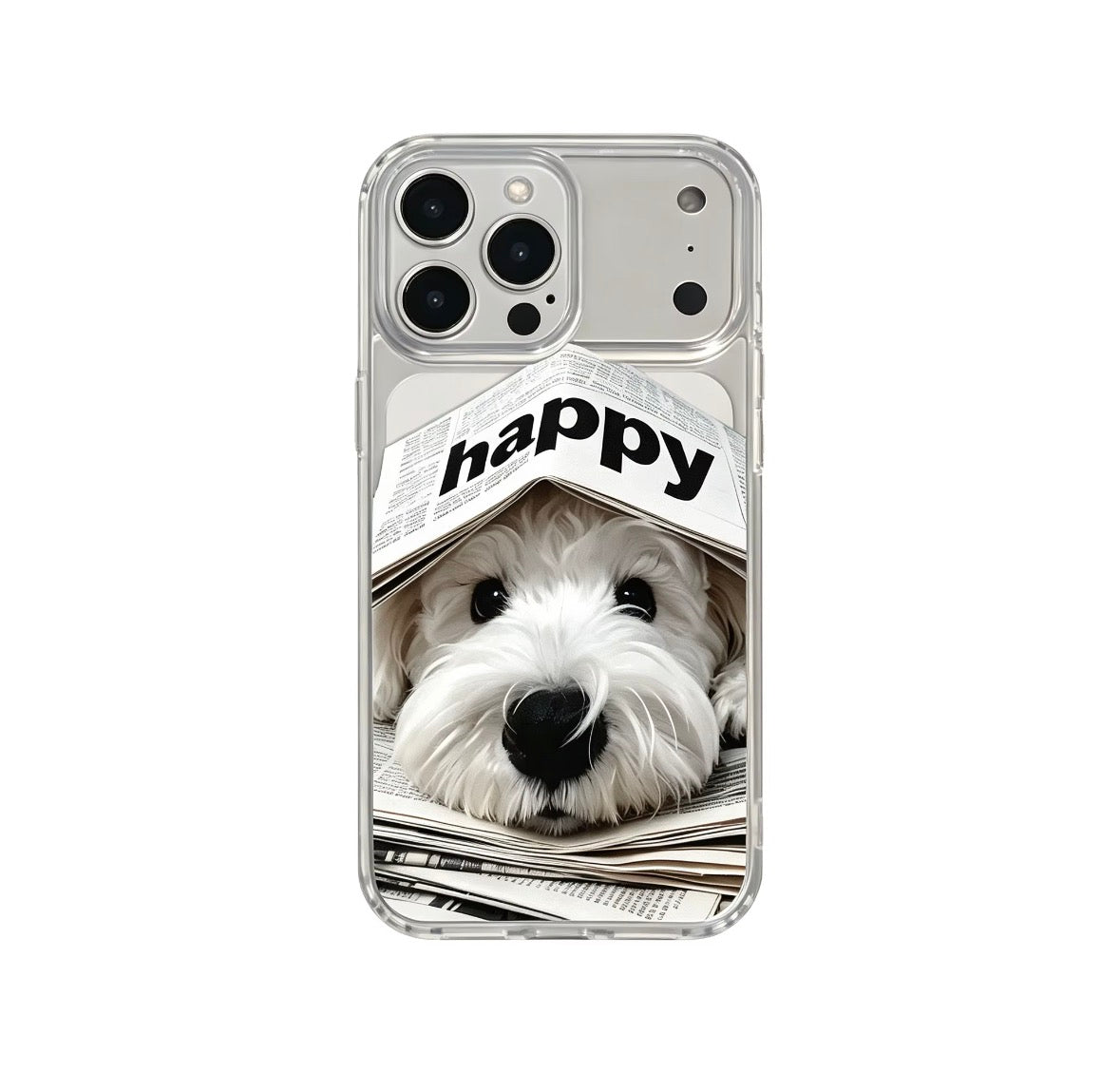 Westie Newspaper Pattern Clear TFU Case Shockproof IPhone Cover