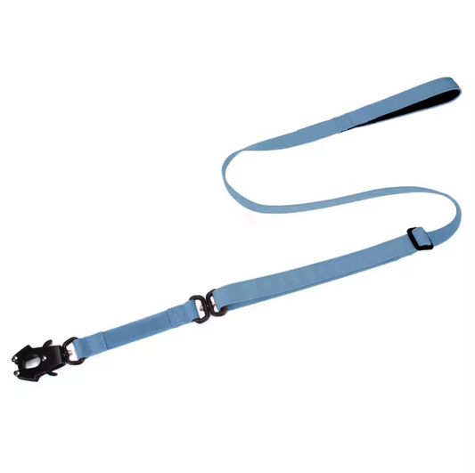Light Blue Nylon Tactical Heavy Duty Dog Collar and Lead Set
